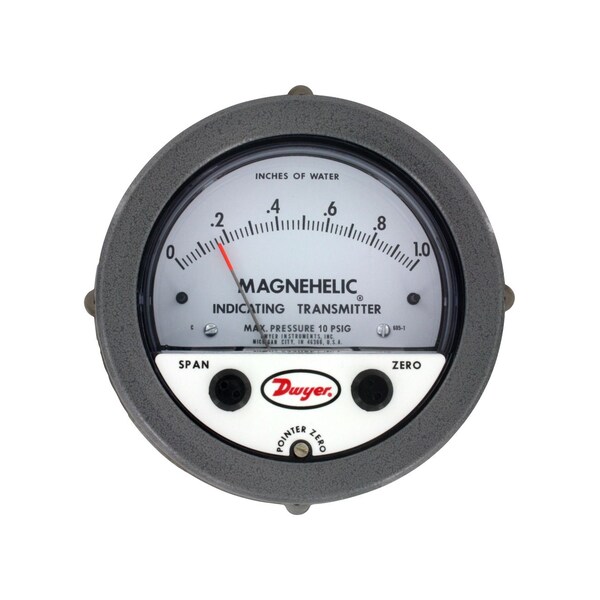 Differential pressure indicating transmitter, range 0-2.0" w.c. with weatherproof housing